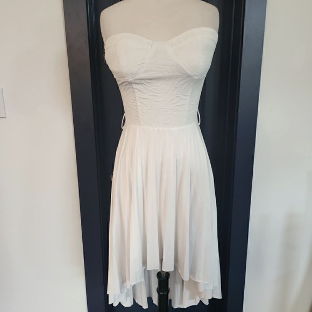 White Strapless High Low Dress Size S